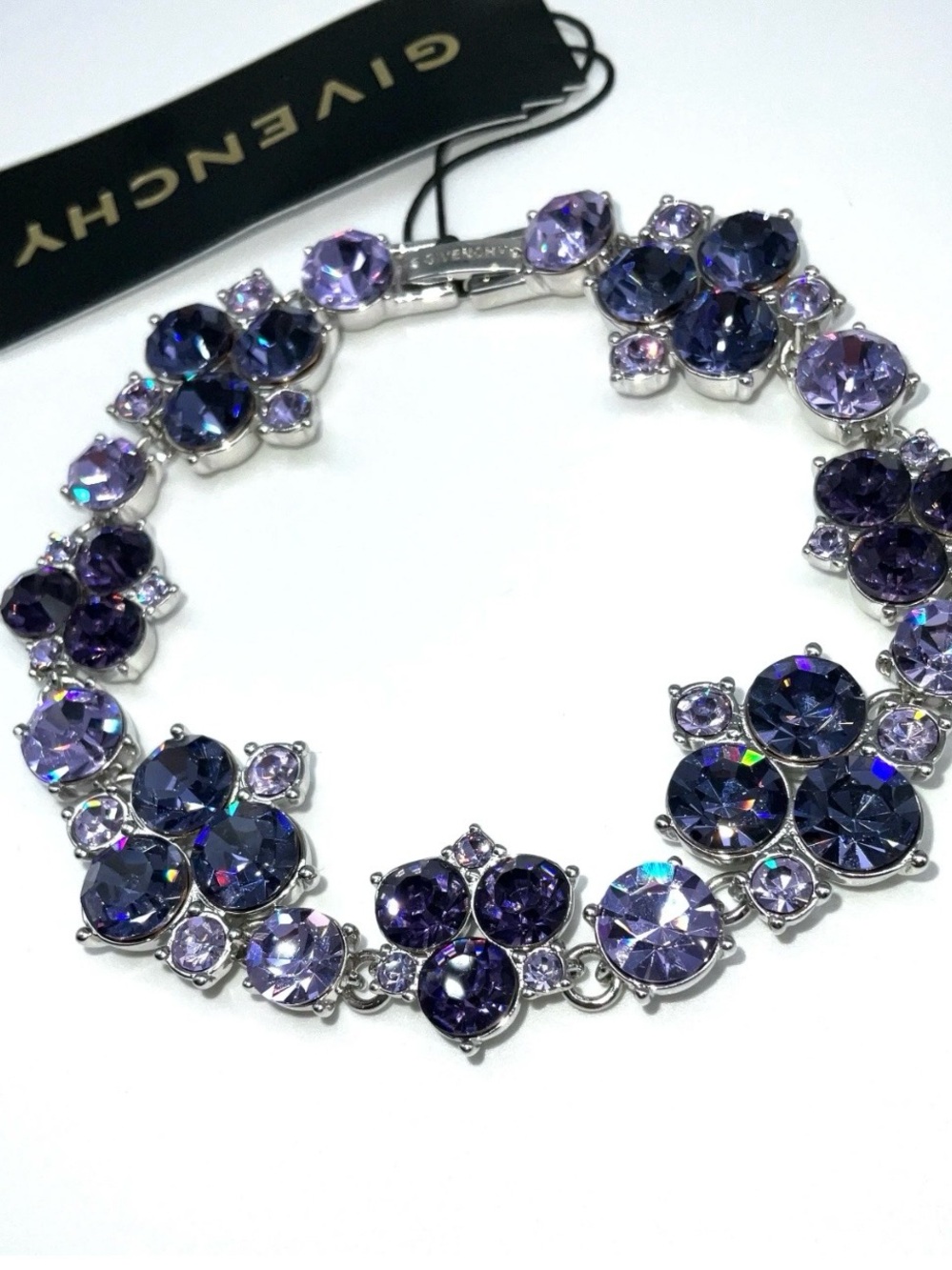 GIVENCHY Purple Crystal Flower Flex Bracelet
